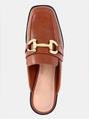 Time and Tru Brown Faux-Leather Horsebit Mules - Never Worn ✨